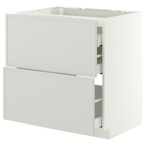 METOD/MAXIMERA Base cab f hob/2 fronts/3 drawers, white/Aspudden light grey, 80x60 cm