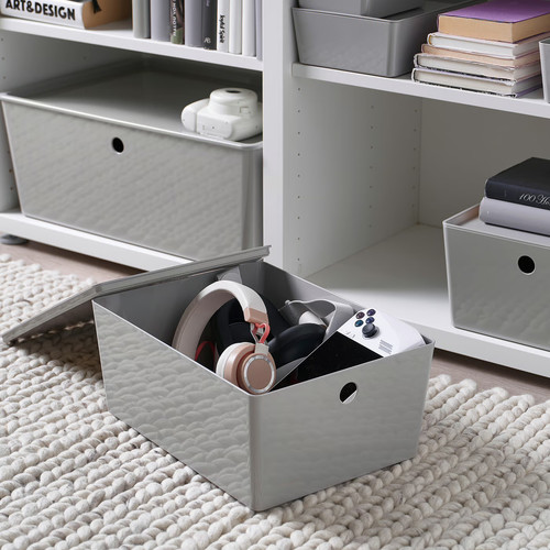 KUGGIS Box, light grey, 26x35x15 cm
