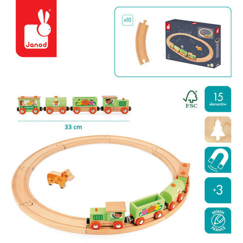 Janod Story Farm Train with Tracks 3+