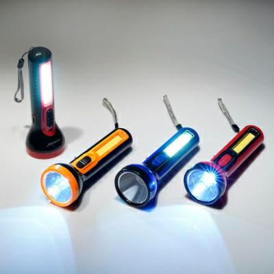 Tiross Rechargeable Flashlight 3W+3COB, assorted colours, 1pc