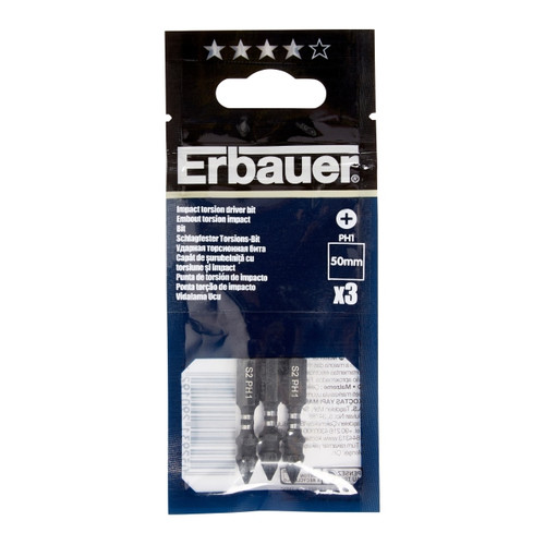 Erbauer Impact Bits 50 mm PH1, 3 pack