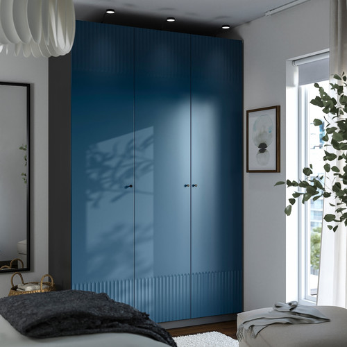 PAX / FYRUDDEN Wardrobe combination, dark grey/blue, 150x60x236 cm