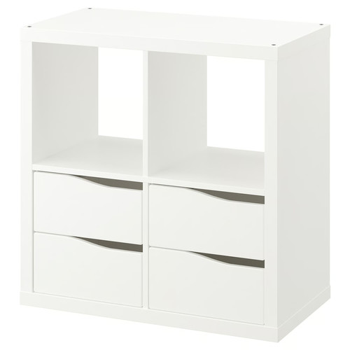 KALLAX Shelving unit, with 4 drawers wave shaped/white, 77x77 cm