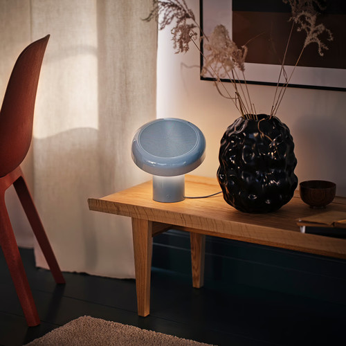 BLOMPRAKT Bluetooth speaker lamp, light blue