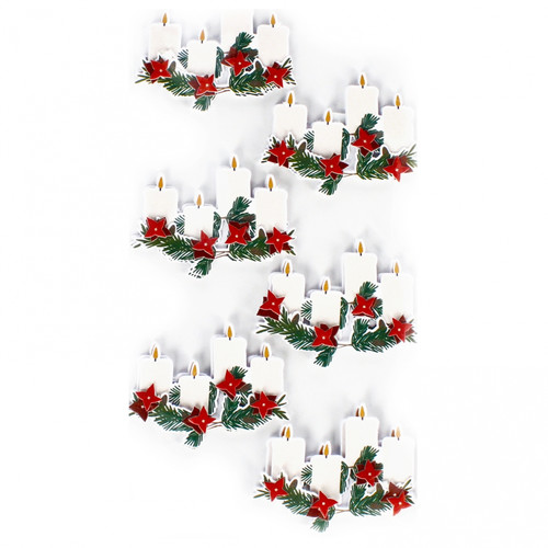 Christmas 3D Decorative Stickers Candles 6pcs