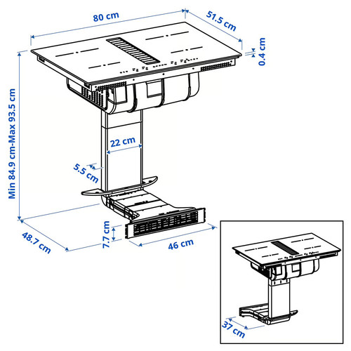 TÄCKNAN Ind hob/int extractor w recirc kit, IKEA 300/black