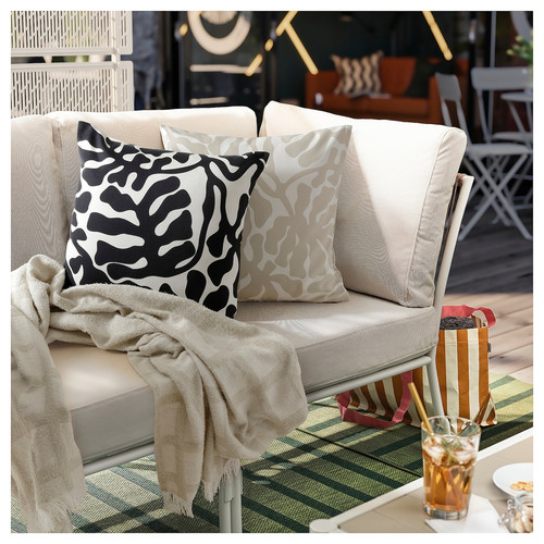 GRÖNKNAVEL Throw, check beige/outdoor indoor, 180x120 cm