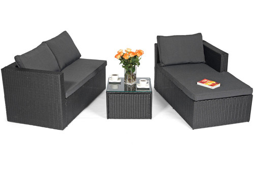 Outdoor Corner Furniture Set ROMA, black/grey