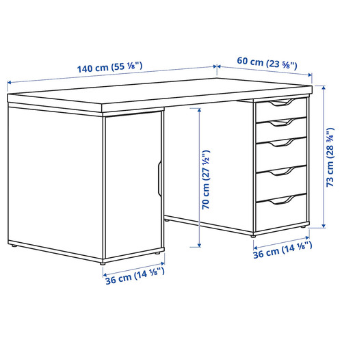 MITTCIRKEL / ALEX Desk, lively pine effect/white, 140x60 cm