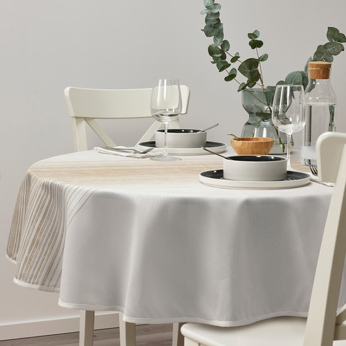 TAGGSIMPA Tablecloth, white/beige, 150 cm