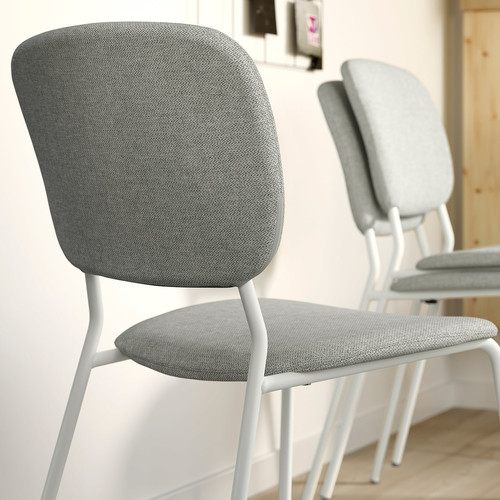 VIHALS / VIHALS Table and 2 chairs, white/white Tibbleby beige-grey, 84/120x74 cm