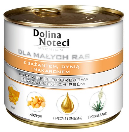 Dolina Noteci Premium Dog Wet Food for Small Breeds Adult with Pheasant, Pumpkin & Pasta 185g