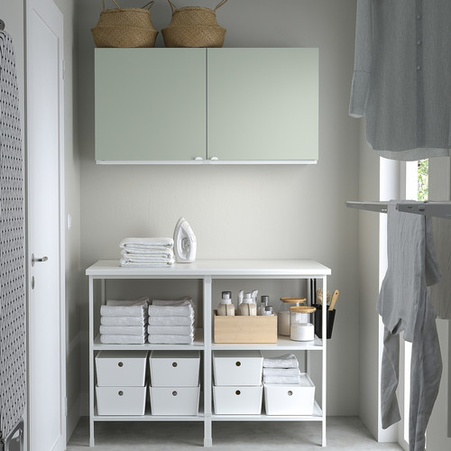 ENHET Storage combination, white/pale grey-green, 123x63.5x207 cm