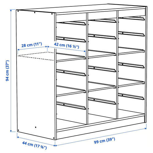 TROFAST Storage combination with shelves, room divider/white, 99x44x94 cm