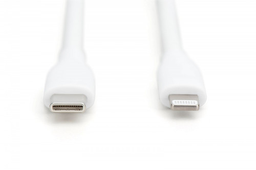 DIGITUS Lightning silicone connection cable, USB-C - Lightning, 1m, white