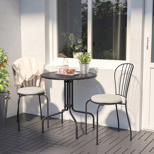 LÄCKÖ  Table+2 chairs, outdoor, grey, Frösön, Duvholmen beige