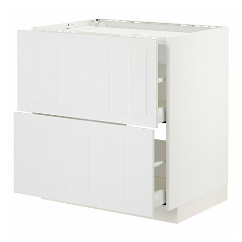 METOD / MAXIMERA Base cab f hob/2 fronts/2 drawers, white/Stensund white, 80x60 cm