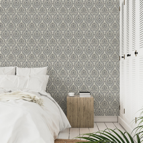 GoodHome Vinyl Wallpaper on Fleece Lunz, grey