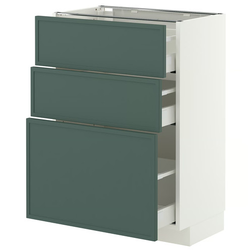 METOD/MAXIMERA Base cabinet with 3 drawers, white/Aspudden dark grey-green, 60x37 cm