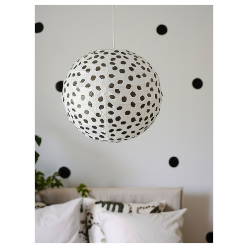 REGOLIT Pendant lamp shade, white/black handmade, 45 cm