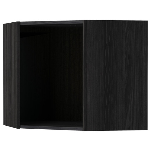 METOD Corner wall cabinet frame, wood effect black, 68x68x60 cm