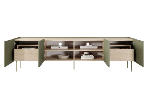 Four-Door TV Cabinet with Drawers Desin 220, olive/nagano oak