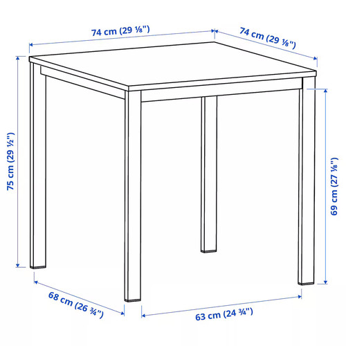 VIHALS / VIHALS Table and 2 chairs, white white/white Tibbleby beige-grey, 74x74 cm
