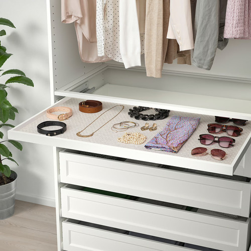 KOMPLEMENT Drawer mat, light grey patterned, 90x53 cm