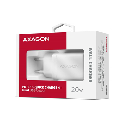 AXAGON Wall Charger EU Plug ACU-PQ20W PD&QC 20W, white