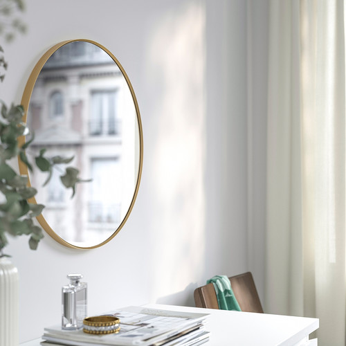 LINDBYN Mirror, gold-colour, 50 cm