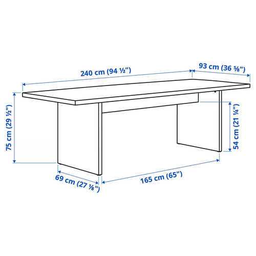 BERGSHYTTAN / BERGSHYTTAN Table and 2 benches, tinted effect birch veneer/tinted effect birch veneer, 240x93 cm
