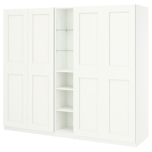 PAX / GRIMO Wardrobe combination, white white/white, 235x60x201 cm