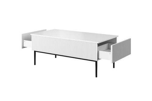 Coffee Table with Drawers Nicole, matt white/black legs