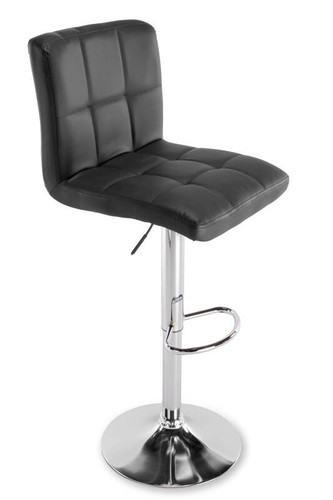 Bar Stool, faux leather, black/chrome