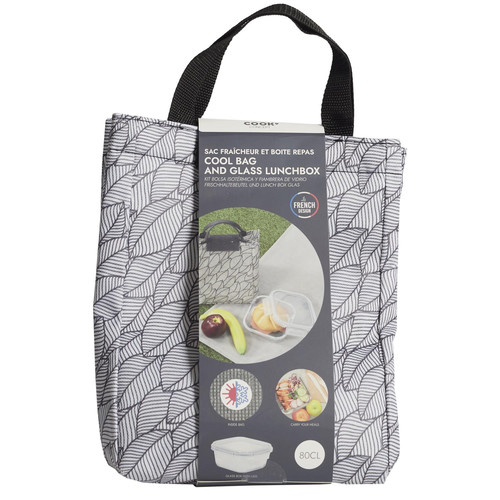 Lunch Set Cool Bag & Glass Lunchbox, grey