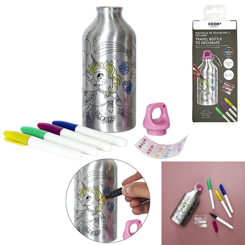 Metal Water Bottle with Markers for Children