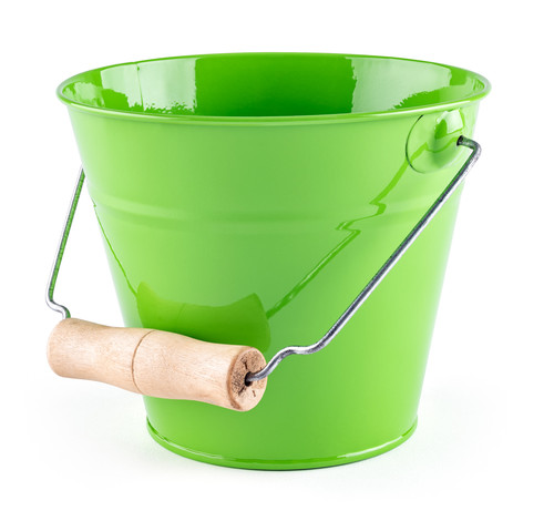 Children's Metal Garden Bucket with Wooden Handle, green