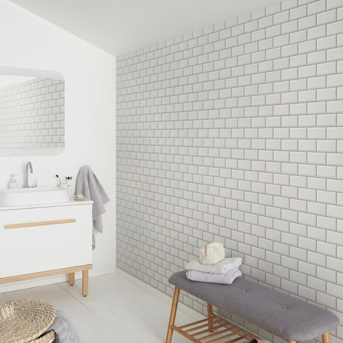 GoodHome Vinyl Wallpaper on Fleece Yvias, white