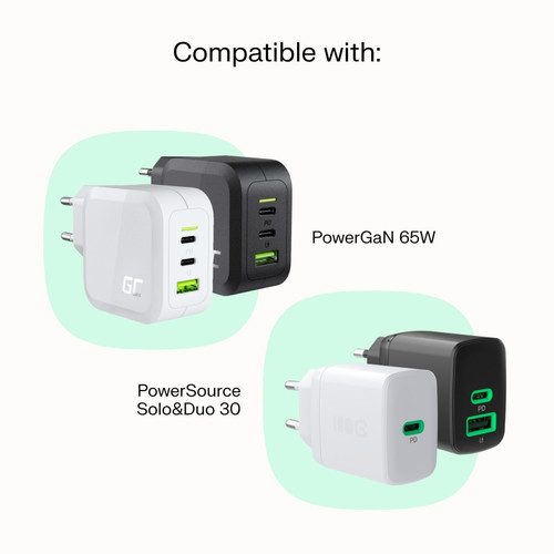 GREEN CELL Cable USB-C-USB-C PowerStream 100W, braid, 1.2m, green