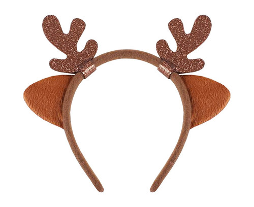Christmas Reindeer Ears Headband, Brown/Gold