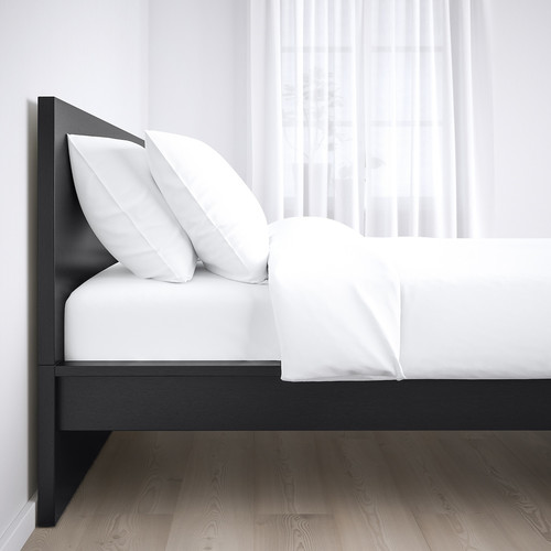 MALM Bed frame, high, black-brown, Luröy, 90x200 cm