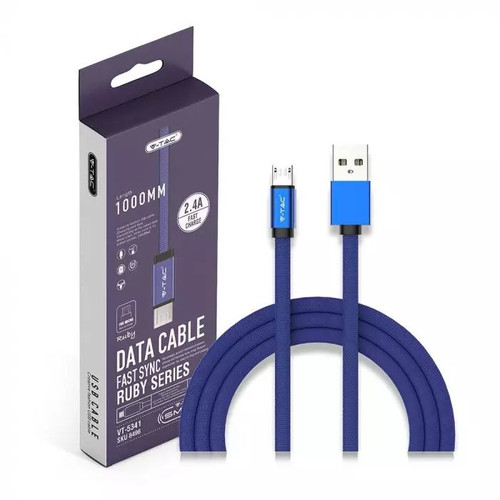 V-TAC Cable micreoUSB 1m 2.4A, blue