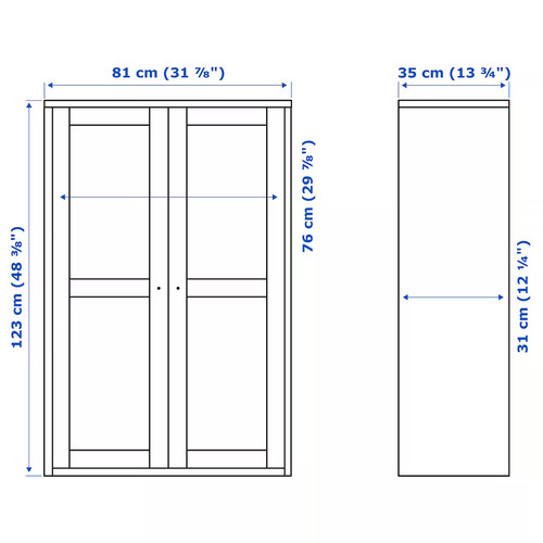 HAVSTA Glass-door cabinet, white, 81x35x123 cm