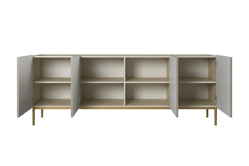 Four-Door Cabinet Nicole 200cm, cashmere, gold legs