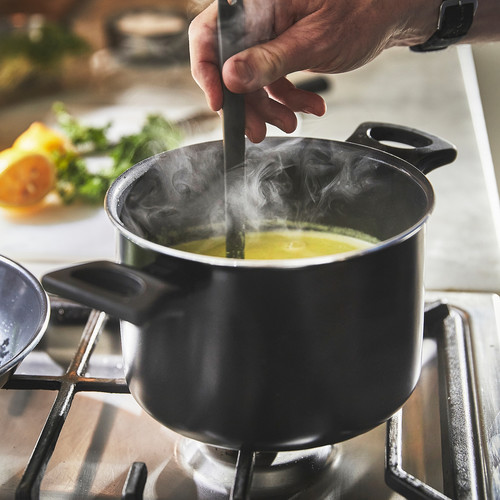 HEMLAGAD Pot with lid, non-stick coating black, 3 l