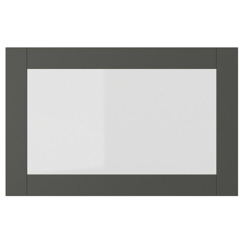 SINDVIK Glass door, dark grey/clear glass, 60x38 cm