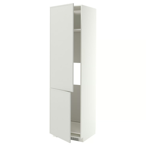 METOD High cab f fridge/freezer w 2 doors, white/Aspudden light grey, 60x60x220 cm