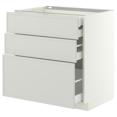 METOD/MAXIMERA Base cb 3 frnts/2 low/1 md/1 hi drw, white/Aspudden light grey, 80x60 cm