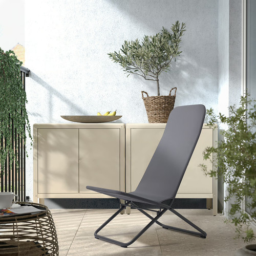VIGGSÖ Lounge chair, outdoor, foldable dark grey