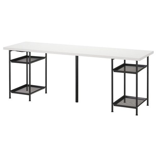 LAGKAPTEN / SPÄND Desk, white/black, 200x60 cm